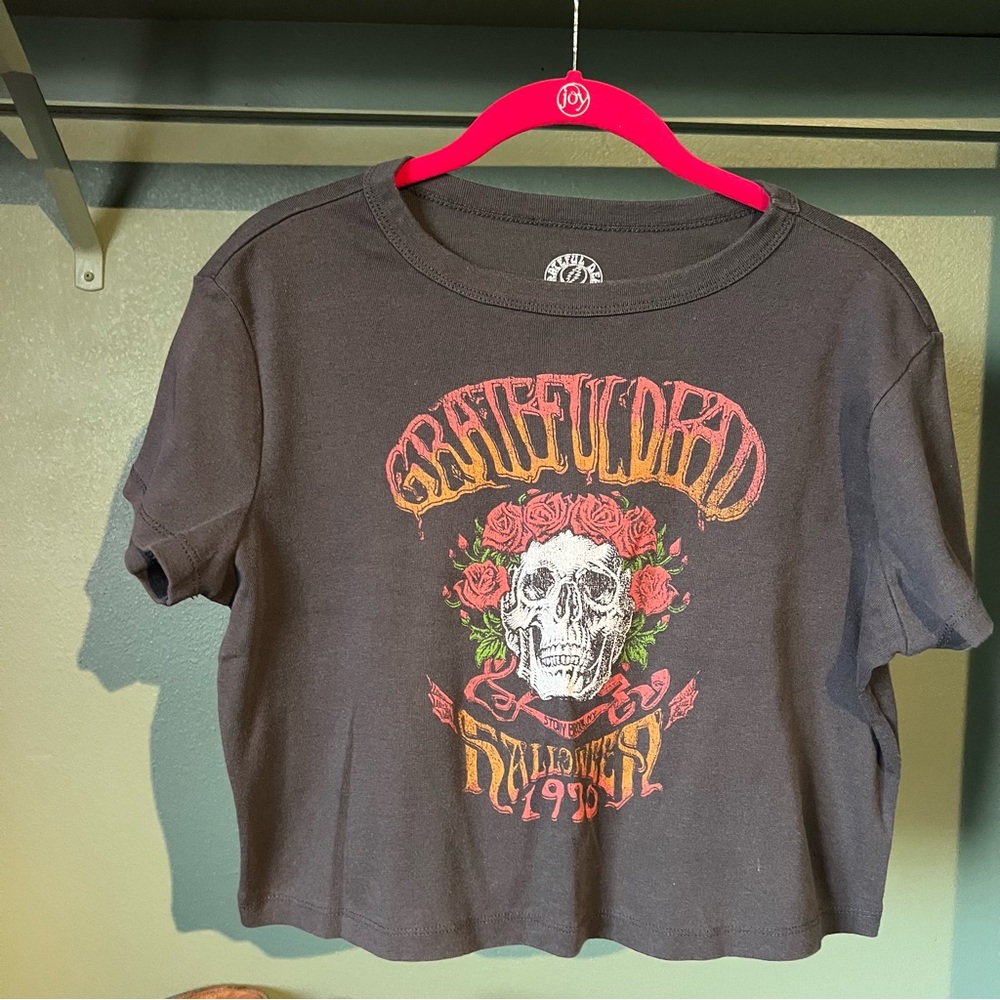 Grateful Dead Black Graphic T-Shirt Crop Top Large